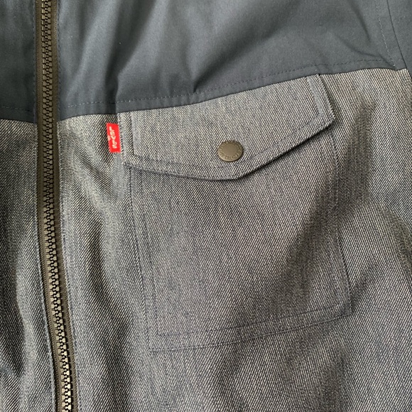 NWT Levi’s Denim Zip Windshield Puff Hoodie Jacket Blue XL - Picture 8 of 10